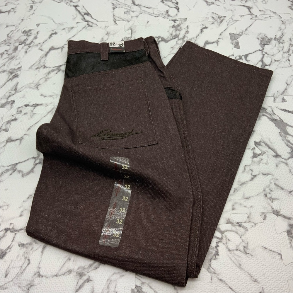 Men's Davoucci Brown Pony Hair Denim Pants
